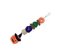 AMONIDA Halloween Bird Chewing Toys with Felt Pumpkin Decor for Parrots and Small Pets Made of Wood and Rattan Ball (Hat Pumpkin)
