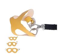 AMONIDA Hamster Harness and Leash Set Soft Faux Leather Vest for Easy Walking with Bells 3 Sizes for Small Pets (Yellow)