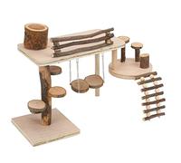 AMONIDA Hamster Wood Ladder Playground Durable Fun Climbing Set for Small Pets 45 X 30 X 27cm