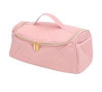 AMONIDA Hanging Travel Makeup Bag, Large Capacity 360 Rotating Hook Toiletry Organizer, Protective Padded Cosmetic Storage Bag for Hair Dryer Brushes, 12.99x6inch