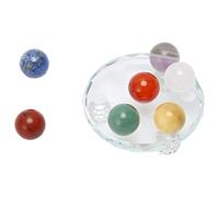 AMONIDA Healing Chakra Stones Set for Spiritual Growth 7 Round Faux Crystal Stones with Positive Energy Charging Plate Perfect for Meditation