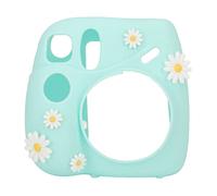 AMONIDA Instant Camera Silicone Case Lightweight Soft Protective Cover for Mini 7 Plus Comfortable Grip Adjustable Strap 14x13x6cm (Blue Daisy)