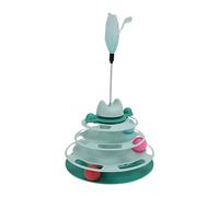 AMONIDA Interactive Cat Track Roller Toy Fun 4 Layer Puzzle Kit for Multiple Cats Non- Feather Stick Included (Green)