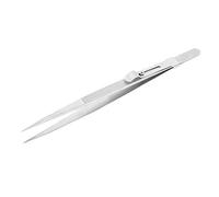 AMONIDA Jewelry Tweezers with Lock and Anti-Slip Design for Gem Identification, Durable Stainless Steel, Straight 164mm (Straight Tweezers)