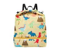 AMONIDA Kids Swimming Bag, Wet Dry Separated Backpack with Adjustable Shoulder Straps, Lightweight Oxford Cloth for Gym Sports Pool Beach Travel, Blue Cat (Yellow Dinosaur)