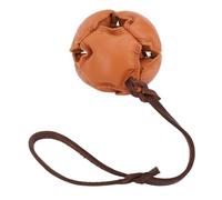 AMONIDA Leather Dog Training Ball on Rope Durable Energy Reducing Toy for Small Medium Dogs 1pc (Dark Brown)