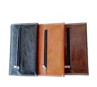 AMONIDA Leather Pouch, Cigarette Filter Rolling Paper Holder, Accessory Pouch with Magnet Closure & Zip Pocket, Ideal for Storage of Cigarette Papers, Filters & Lighters (Black)