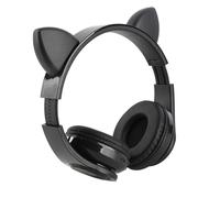 AMONIDA LED Cat Ear Bluetooth Headset Stylish Noise Reduction Wireless Headphones for Teens and Young Adults with Microphone (Black)