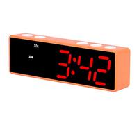 AMONIDA LED Digital Timer Multifunctional Electronic Clock for Fitness Room and Office Compact Design (Orange frame + blue and red display)