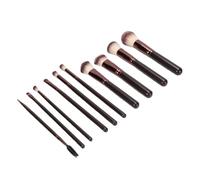 AMONIDA Makeup Brushes Soft 10PCS Professional Grade Brush Set for Daily Use and Travel with Ergonomic Wooden Handle (10pcs Brown)