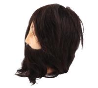 AMONIDA Male Mannequin Head for Hairdressing Training Soft Real Human Hair 25cm for Trainee Barbers and Students