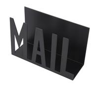 AMONIDA Metal Mail Organizer, Stylish Desktop Holder with Minimalist Mail Cutout for Bills Letters Papers Office Supplies, 15x5.5x9.5cm (Black)