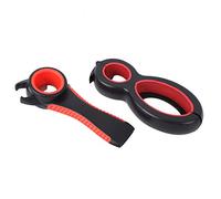 AMONIDA Multifunctional Can Opener Bottle Opener Set for Kitchen Use Easy Grip Black Red 5-in-1 Tools