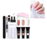 AMONIDA Nail Extension Gel Kit Professional Home Salon Tool Set for Beautiful Gel Nails with Light 11pcs