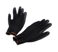 AMONIDA Nylon PU Safety Gloves Flexible and Comfortable for Carpenters and Construction Workers Black Color S/M/L 12 Pairs (9L)