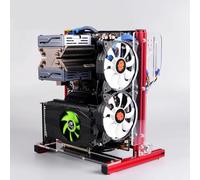 AMONIDA Open Aluminum Frame Chassis Rack for Vertical Overclocking, Compact and Lightweight Design for DIY PC Builders, Durable M-ATX/ITX Case (Red)