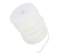 AMONIDA Pearl Wire Beads 25m Roll Shiny 6mm String for DIY Wedding Decoration White Beige (White)