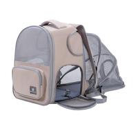 AMONIDA Pet Carrier Backpack Expandable Cat Travel Carrier Dog with Full Ventilation Mesh Comfortable Shoulder Straps, Ideal for Small Medium Dogs Cats (Apricot)