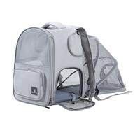 AMONIDA Pet Carrier Backpack Expandable Cat Travel Carrier Dog with Full Ventilation Mesh Comfortable Shoulder Straps, Ideal for Small Medium Dogs Cats (Grey)