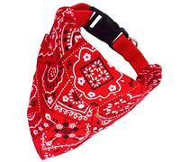 AMONIDA Pet Collar Bandana Adjustable and Breathable Skin Friendly Triangular Print Dog Collar for Cats and Rabbits Red 1 Unit (M 1.5cm/0.6in)