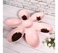 AMONIDA Pet Feeding Bowl Healthy PP Material Six Section Water Food Feeder for Dogs and Cats 42x42cm (Pink)