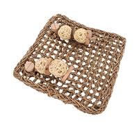 AMONIDA Pet Seagrass Mat, Woven Teeth Grinding Rabbit Bite Protector Mat, Guinea Pig Bunny Chinchilla Cage Decoration with Screws, Nuts, Washers & Hanging Strings, 11.8x11.8 Inch