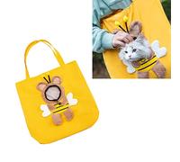 AMONIDA Pet Shoulder Bag Adjustable Cute Canvas Design for Small Pets Lightweight and Breathable for Puppies and Cats (Bee Extra Large (Recommended Weight 3-6kg)