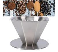 AMONIDA Pour Over Coffee Dripper, 304 Stainless Steel Double Layer Octagonal Metal Cone Coffee Maker Filter with Quick Filtration, for Home Travel Office (Silver)