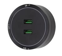 AMONIDA Power Track Socket Durable USB Electric Outlet for Home Kitchen Sideboard Cabinet Black 2 Ports