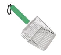 AMONIDA Premium Stainless Steel Cat Litter Scoop, Detachable Handle Sifting Shovel, Striped Head Design Litter Scoop, Ideal for Easy Cleaning & Storage (Green)