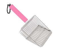 AMONIDA Premium Stainless Steel Cat Litter Scoop, Detachable Handle Sifting Shovel, Striped Head Design Litter Scoop, Ideal for Easy Cleaning & Storage (Pink)