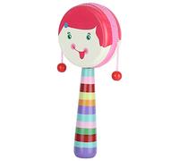 AMONIDA Rattle Toy Drum, Lovely Cartoon Design Multiple Colors Safe Wood Handle with Different Rhythm, Ideal for Baby, Toddler, Kid & Children