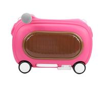 AMONIDA Ride On Luggage, 20L Toddler Rolling Suitcase with Wheels Music Lights, Multi Modes Anti Tipping Travel Suitcase for Kids, with Leash Shoulder Strap 90° Folding Footrest (Rose Red)