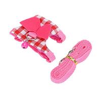 AMONIDA Small Pet Harness Set Pink Plaid Soft Cotton Vest Leash for Ferret Chinchilla Squirrel 100% (M)