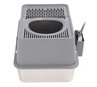 AMONIDA Stainless Steel Cat Litter Box, Extra Large Top Entry Litter Box for Big Cats with High Sided, Non Stick Easy Clean, Semi Enclosed Design Reduces Odor Tracking