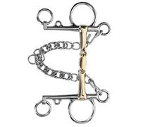 AMONIDA Stainless Steel Pelham Bit Double Jointed Durable Accessory for Riding Horses 4cm/1.6in - Beautiful Silicon Brass Connector
