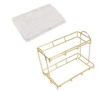 AMONIDA Storage Rack Anti-Rust Bathroom Organizer Heavy Duty Gold White Non-Slip 2-Tier for Kitchen (L)