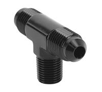 AMONIDA Tee Adapter 3 Way Durable Connector Fitting for Any Applicable Scene, Black Aluminium Alloy, Easy Installation, 1 X Unit (4AN to 1/8 NPT)
