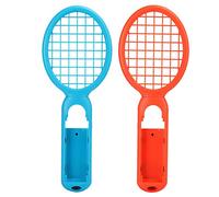 AMONIDA Tennis Game Controller, Motion Sensing Tennis Racket, 1 Pair Joy ABS Plastic Mario Tennis Accessories Switch Game Console for Gaming Controller(Red + blue (color box))
