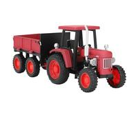 AMONIDA Vintage Tractor Toy, 4 Wheel Trailer Model Vehicle with Retro Design, Fine Craftsmanship Tractor, Ideal for Home Office Display and Play (Red)