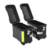 AMONIDA Water Resistant Motorcycle Side Saddlebag Box Durable Black Aluminum for Convenient Storage and Protection 28L for Touring Bikers