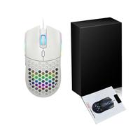 AMONIDA Wired Mouse, Hollow Design RGB Backlit Mouse, 6400DPI Optical Sensor with 6 Buttons & Ergonomic Design, Ideal for Gaming & Working, S500 Black (S500 Black)