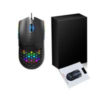 AMONIDA Wired Mouse, Hollow Design RGB Backlit Mouse, 6400DPI Optical Sensor with 6 Buttons & Ergonomic Design, Ideal for Gaming & Working, S500 Black (S500 White)