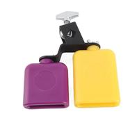 AMONIDA Wooden Fish Cow Bell, Yellow and Purple Square Percussion Instrument with Ring Screw for Various Brackets, Clear Sound for Kids Musical Rhythm