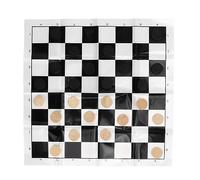 AMONIDA Wooden International Checkers, 28 Piece Grain Wood Chess Set with Reversible Board for Kids and Adults, Classic Indoor Outdoor Game for Family, Camping, Backyard