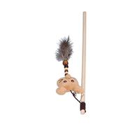 AMONIDA Wooden Pole Funny Cat Stick, Cute Plush Interactive Feather Toys for Cats, 40cm/15.7in, Natural Material, 1 Unit (brown mouse)