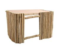 AMONIDA Wooden Small Pet Hideout House for Rabbits and Hamsters, Natural Applewood, 31.5x20.5x19cm, Breathable and Safe Design