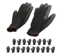 AMONIDA Work Gloves 10 Pairs PU Coated Durable Anti Static Safety for Assembly and Inspection Tasks Black Nylon (Black 9L)