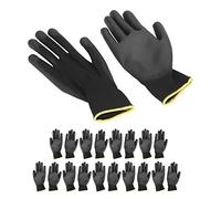 AMONIDA Work Gloves 10 Pairs PU Coated Durable Anti Static Safety for Assembly and Inspection Tasks Black Nylon (Black 7S)
