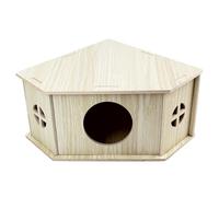 Amonk Wooden Hamster Hideout Small Animals Habitat House Exploring Toys with Windows for Young Hamster, Lemmings, Chinchilla and Other Small Pets